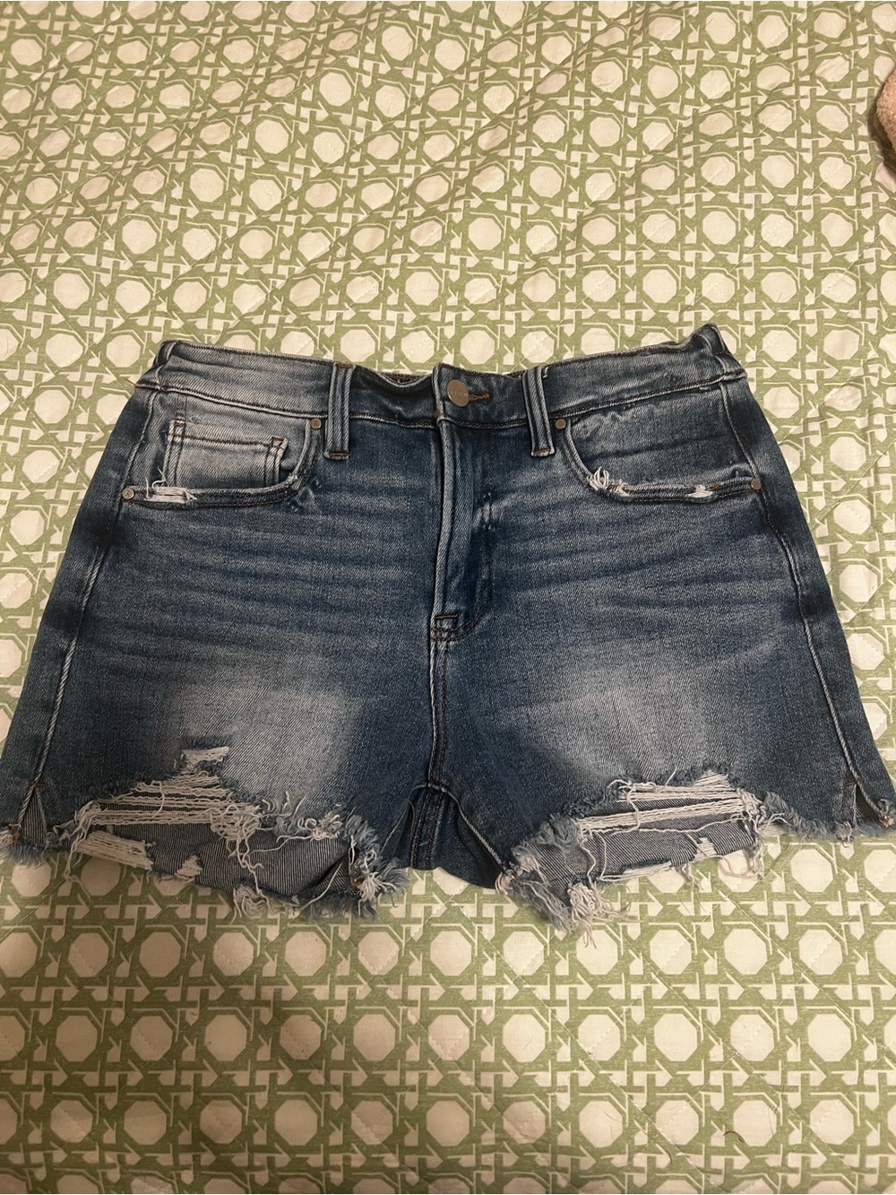 RISEN Women's Distressed Denim Shorts - Blue- M
